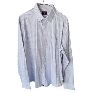 UNTUCKit Mens Dalton Pin Slim Fit Long Sleeve Blue Grey Plaid Dress Shirt L